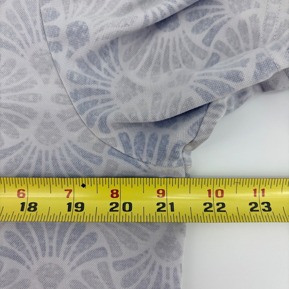TravisMathew Polo Shirt Mens Large Grey White Geometric Fan Print Short Sleeve - Picture 5 of 6
